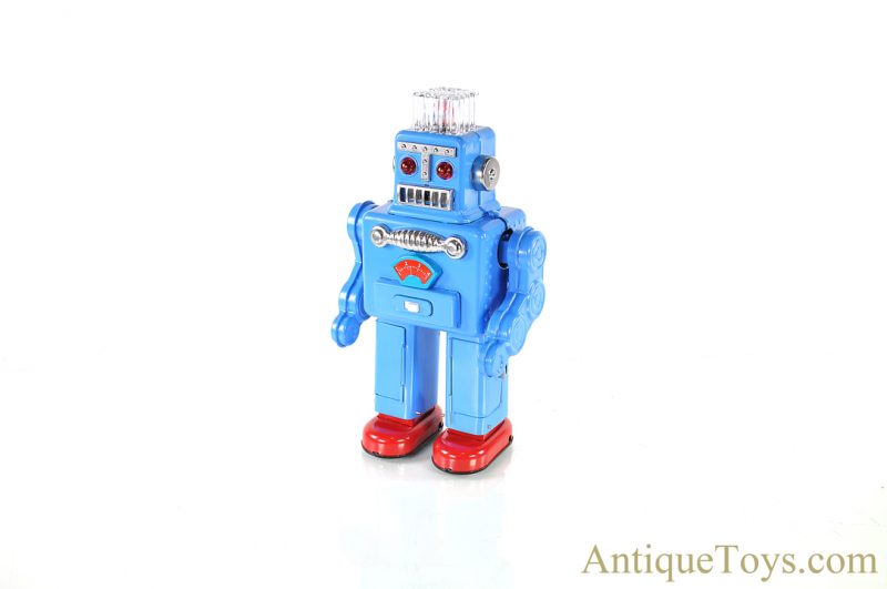 HaHa Toy Tin Lithographed Battery Operated “Smoking Spaceman” TR2011 Blue Edition Chinese Toy Robot <FONT COLOR="ff000 ">*SOLD*</font> - Image 2