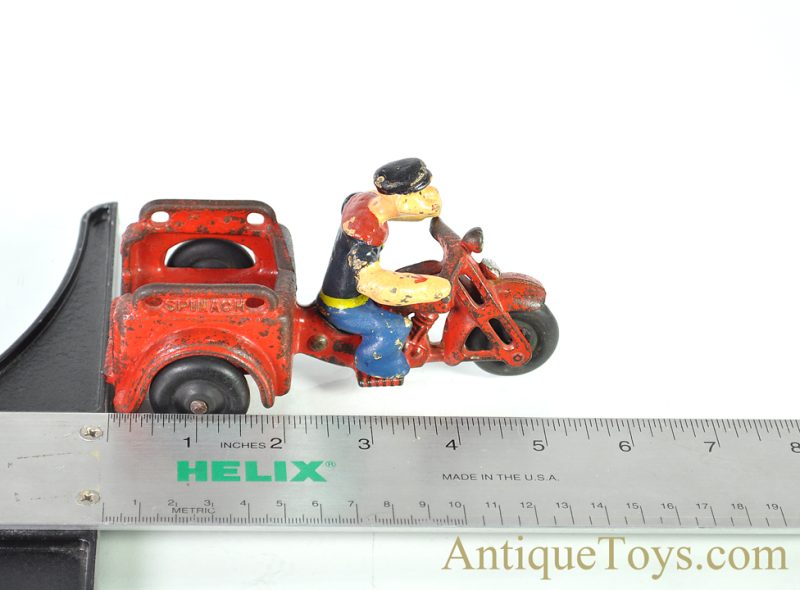 Hubley ca. 1930's Cast Iron Popeye the Sailor Spinach Motorcycle <FONT COLOR="ff000 ">*SOLD*</font> - Image 7