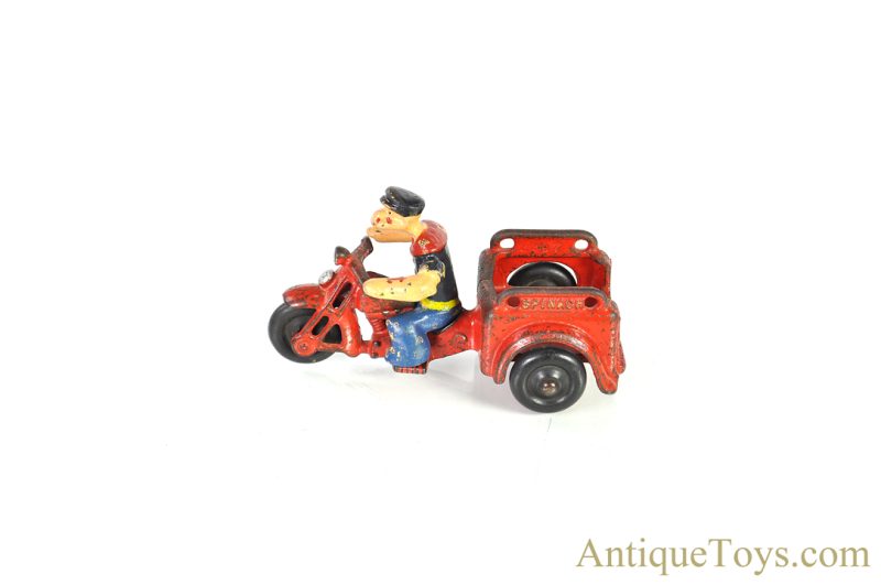 Hubley ca. 1930's Cast Iron Popeye the Sailor Spinach Motorcycle <FONT COLOR="ff000 ">*SOLD*</font> - Image 3