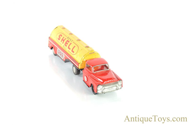 Momoya Shoten Tin Lithographed Shell Oil Gasoline Fuel Tanker Truck Japanese Toy for Sale <FONT COLOR="ff000 ">*SOLD*</font> - Image 5