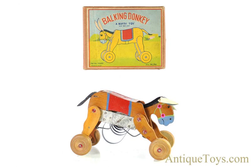 Nifty Toys Wooden Lithographed Windup “Balking Donkey” #751/62 <FONT COLOR="ff000">*SOLD*</font>
