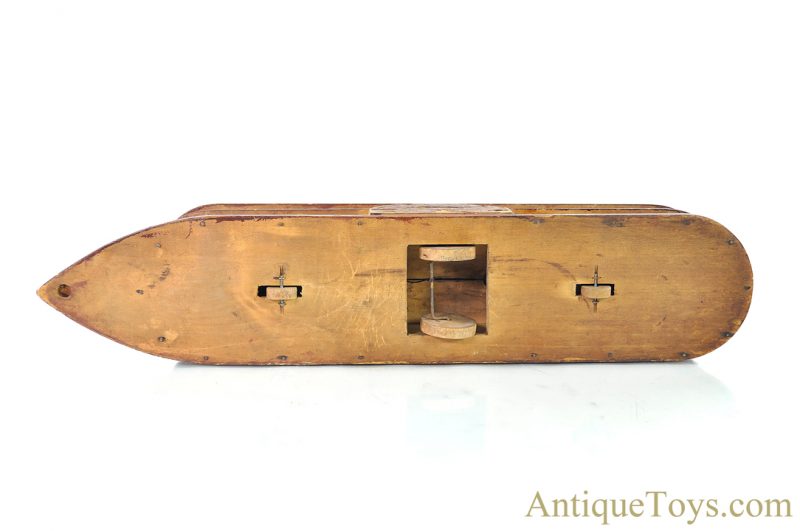 Milton Bradley ca. 1884 “Columbia” Wood Tin Lithographed River Paddle Boat Side-Wheeler Push/Pull Toy <FONT COLOR="ff000 ">*SOLD*</font> - Image 5