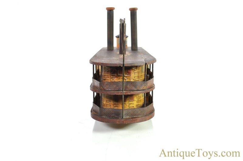 Milton Bradley ca. 1884 “Columbia” Wood Tin Lithographed River Paddle Boat Side-Wheeler Push/Pull Toy <FONT COLOR="ff000 ">*SOLD*</font> - Image 7
