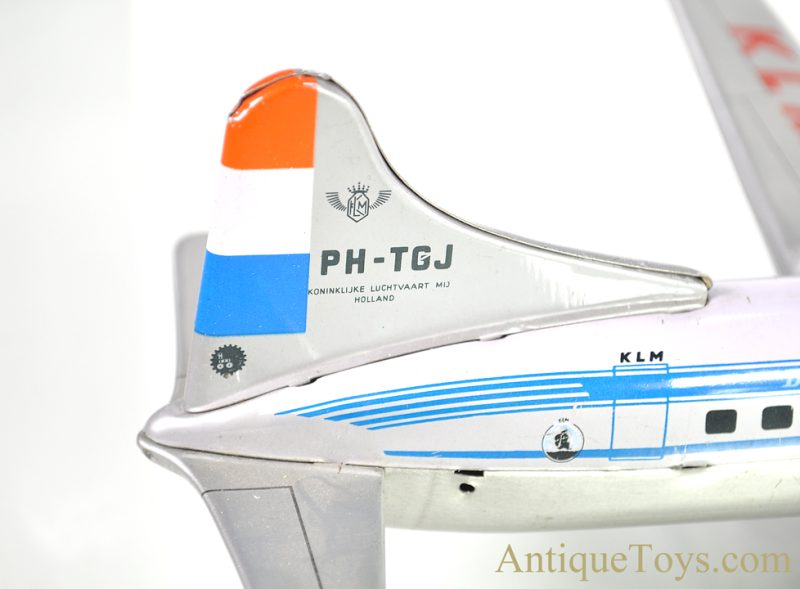 Tippco KLM PH-TGJ Royal Dutch Airlines "The Flying Dutchman" Tin Lithographed Friction DC-3 Jet Plane Mexico Toy <FONT COLOR="ff000 ">*SOLD*</font> - Image 7