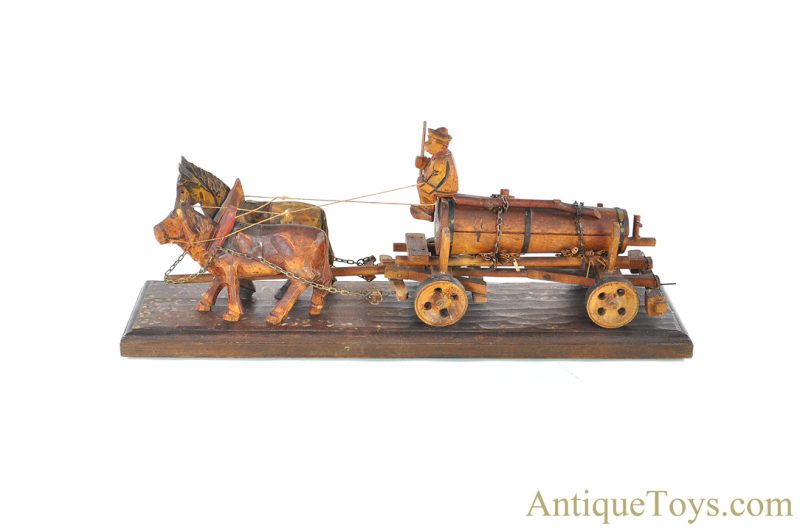 Carved Wooden Ox & Horse Drawn Wagon <FONT COLOR="ff000 ">*SOLD*</font>