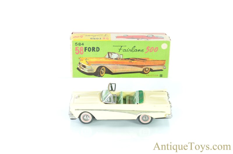 Bandai #584 '58 Ford Fairlane 500 Convertible Tin Lithographed Friction Japan Scale Model with Box <FONT COLOR="ff000 ">*SOLD*</font>