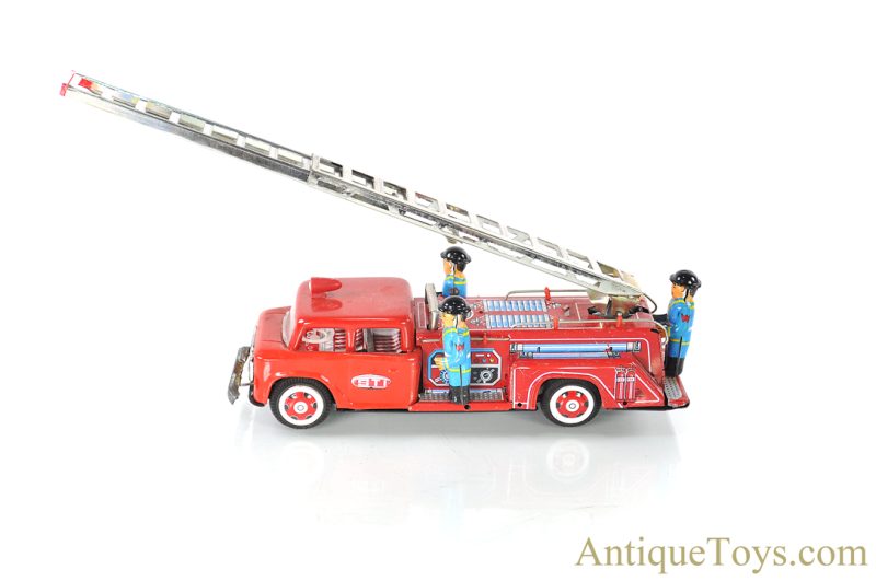 Chinese Tin Lithographed Friction MF 718 "Fire Truck" with Box <FONT COLOR="ff000 ">*SOLD*</font> - Image 4