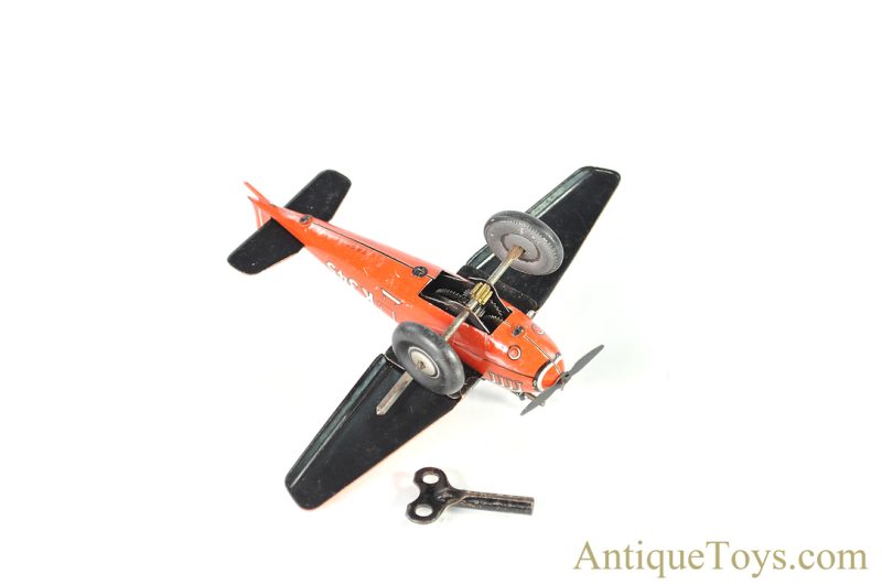 C.K.O Kellerman ca. 1936-1942 Tin Lithographed Windup K-345 "Shooting Warplane with Machine Gun Sounds" Sparking Toy <FONT COLOR="ff000 ">*SOLD*</font> - Image 9