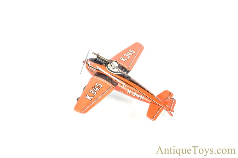 C.K.O Kellerman ca. 1936-1942 Tin Lithographed Windup K-345 "Shooting Warplane with Machine Gun Sounds" Sparking Toy <FONT COLOR="ff000 ">*SOLD*</font> - Image 3