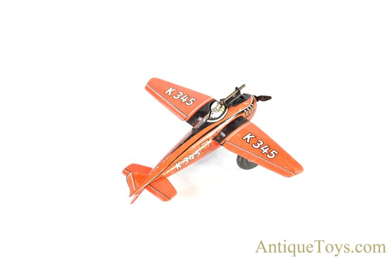 C.K.O Kellerman ca. 1936-1942 Tin Lithographed Windup K-345 "Shooting Warplane with Machine Gun Sounds" Sparking Toy <FONT COLOR="ff000 ">*SOLD*</font> - Image 5