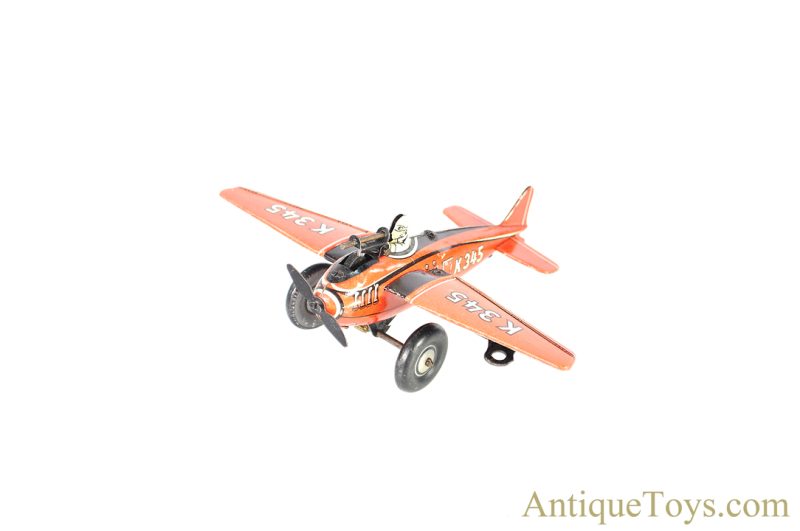 C.K.O Kellerman ca. 1936-1942 Tin Lithographed Windup K-345 "Shooting Warplane with Machine Gun Sounds" Sparking Toy <FONT COLOR="ff000 ">*SOLD*</font> - Image 2