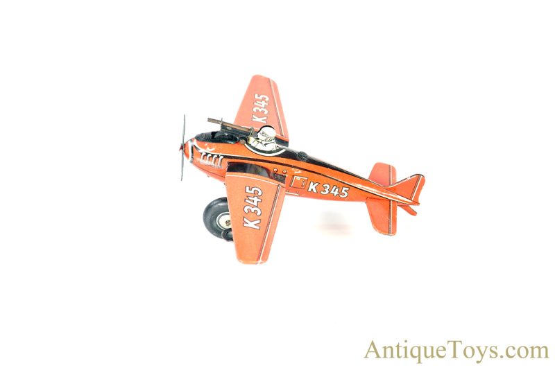 C.K.O Kellerman ca. 1936-1942 Tin Lithographed Windup K-345 "Shooting Warplane with Machine Gun Sounds" Sparking Toy <FONT COLOR="ff000 ">*SOLD*</font> - Image 7