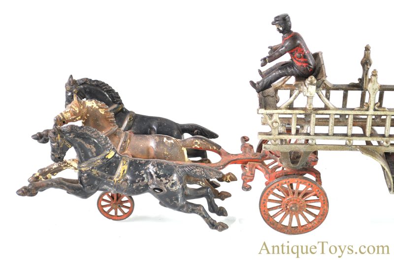 Harris Toy Co. Ca. 1898-1906 Cast Iron Large Hook and Ladder Truck No. 165 <FONT COLOR="ff000 ">*SOLD*</font> - Image 3