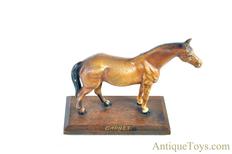 Hubley ca. 1940's Cast Iron "Garnet" #325 Horse on Wooden Plinth <FONT COLOR="ff000 ">*SOLD*</font>
