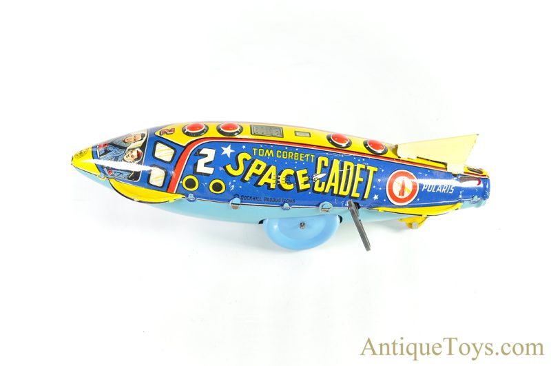 Marx Tin Lithographed Windup "Tom Corbett Space Cadet Polaris" No. 2 Sparking Space Rocket Ship for Sale <FONT COLOR="ff000 ">*SOLD*</font> - Image 2