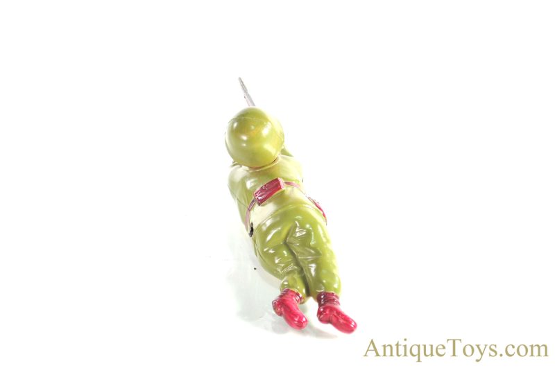 ALPS Occupied Japan Celluloid Windup "Sharp Shooter" Crawling Soldier in Box <FONT COLOR="ff000 ">*SOLD*</font> - Image 7