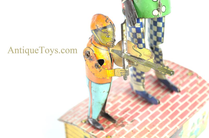Unique Art Mfg. Co. Jazzbo-Jim "The Dancer on the Roof" Tin Lithograph Windup Black Americana Fiddler Toy <FONT COLOR="ff000 ">*SOLD*</font> - Image 7
