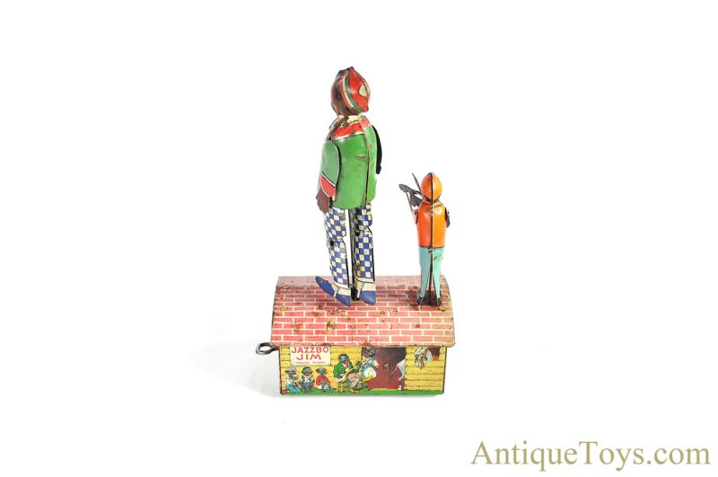 Unique Art Mfg. Co. Jazzbo-Jim "The Dancer on the Roof" Tin Lithograph Windup Black Americana Fiddler Toy <FONT COLOR="ff000 ">*SOLD*</font> - Image 3