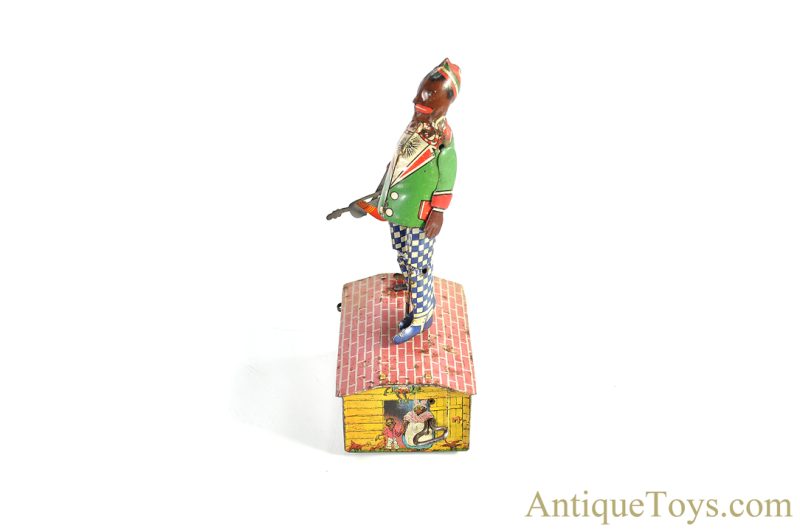 Unique Art Mfg. Co. Jazzbo-Jim "The Dancer on the Roof" Tin Lithograph Windup Black Americana Fiddler Toy <FONT COLOR="ff000 ">*SOLD*</font> - Image 4