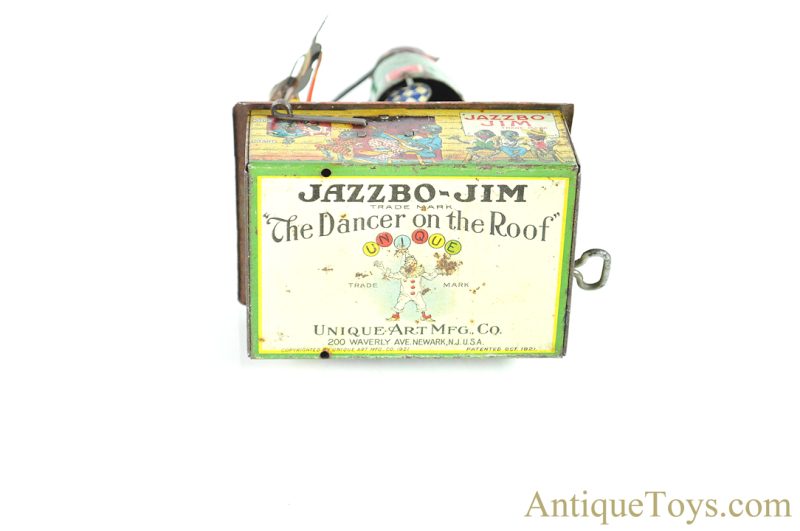 Unique Art Mfg. Co. Jazzbo-Jim "The Dancer on the Roof" Tin Lithograph Windup Black Americana Fiddler Toy <FONT COLOR="ff000 ">*SOLD*</font> - Image 5