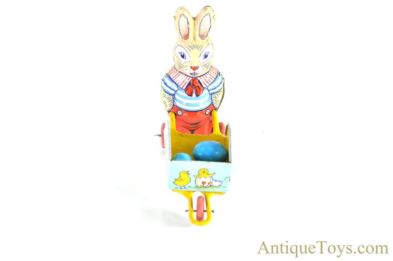 J. Chein Tin Lithographed Rabbit with Wheelbarrow Easter Bunny Toy <FONT COLOR="ff000 ">*SOLD*</font> - Image 5