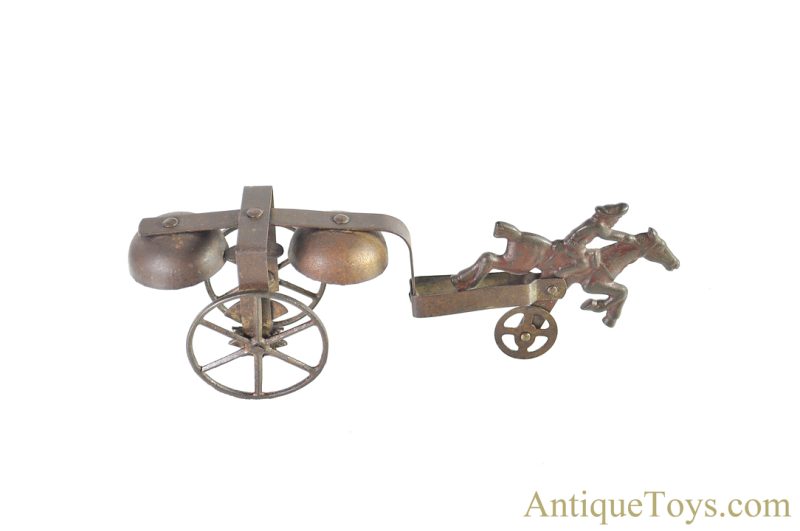 Gong Bell Mfg. Co. & Watrous Mfg. Co. ca. 1900 Pressed Steel & Cast Iron Rough Rider/Paul Revere Toy <FONT COLOR="ff000 ">*SOLD*</font>