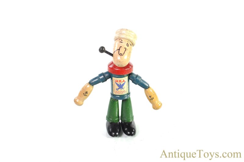 Chesebrough Mfg. Co. Poseable Jointed Wooden NRA Popeye Figure <FONT COLOR="ff000 ">*SOLD*</font>