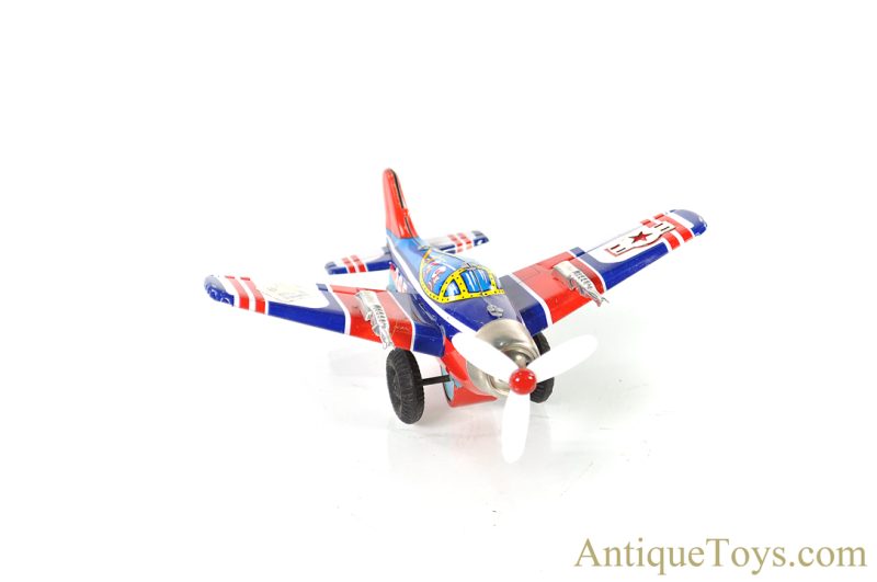 ATC Tin Lithographed Friction with Siren F-80 Revolving Propeller Airplane Toy in Box <FONT COLOR="ff000 ">*SOLD*</font> - Image 8