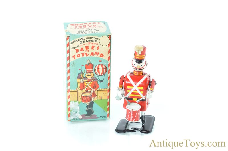 Linemar Marx Tin Lithographed Windup Mechanical Marching Soldier Walt Disney Babes in Toyland with Box <FONT COLOR="ff000 ">*SOLD*</font>