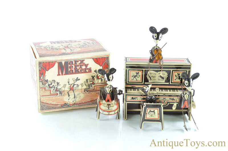 Marx "Marx Merry Makers" Tin Lithographed Mouse Band Windup Toy with Box for Sale <FONT COLOR="ff000 ">*SOLD*</font>