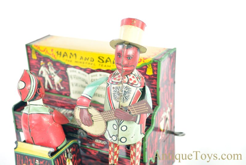 Strauss Mfg. Co. Tin Lithographed Windup Ham and Sam “The Minstrel Team” Black Americana Toy <FONT COLOR="ff000 ">*SOLD*</font> - Image 7