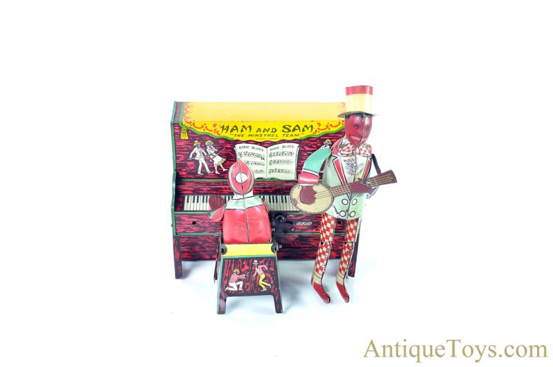 Strauss Mfg. Co. Tin Lithographed Windup Ham and Sam “The Minstrel Team” Black Americana Toy <FONT COLOR="ff000 ">*SOLD*</font>