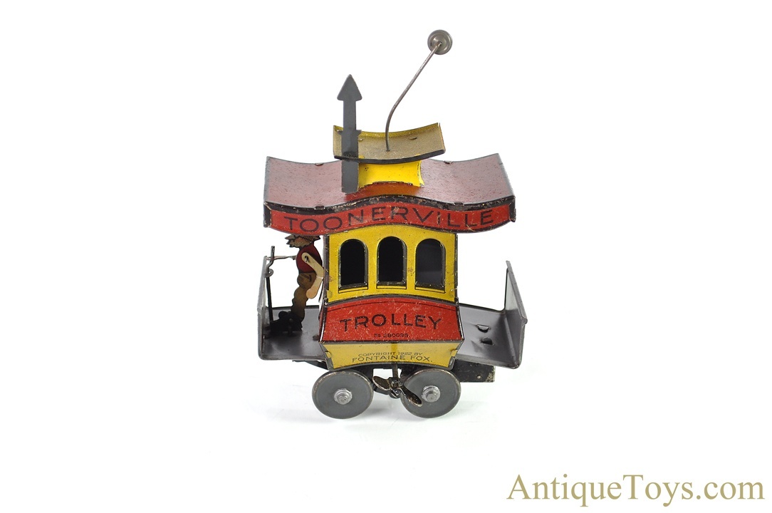 Strauss/Fischer Nifty Toys ca. 1922 Tin Lithographed Windup Fountaine Fox “Toonerville Trolley” No. 280098 German Toy <FONT COLOR="ff000 ">*SOLD*</font> - Image 2