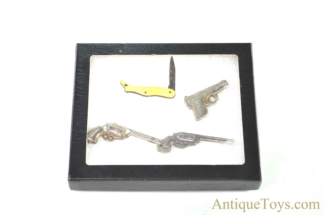 Lot Of 4 Miniature Weapons In Display Case For Sale AntiqueToys 