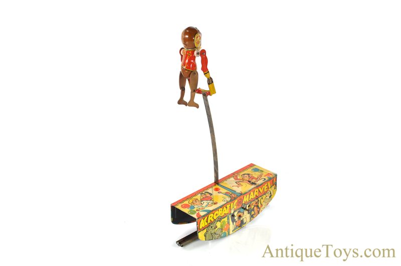 Marx Ca. 1930’s Tin Lithographed Windup “Acrobatic Marvel” Monkey Toy in Box <FONT COLOR="ff000 ">*SOLD*</font> - Image 5