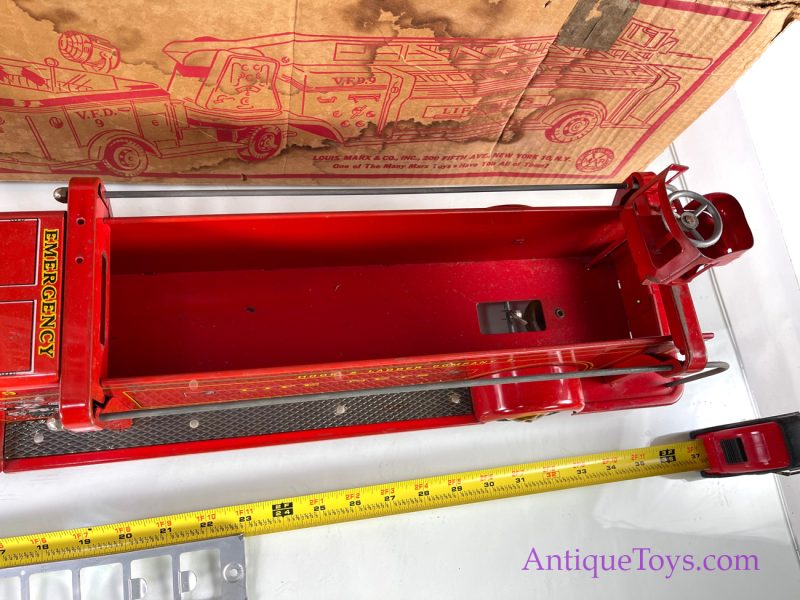 Marx Lithographed Pressed Steel Hook & Ladder Fire Truck in Box <FONT COLOR="ff000 ">*SOLD*</font> - Image 10