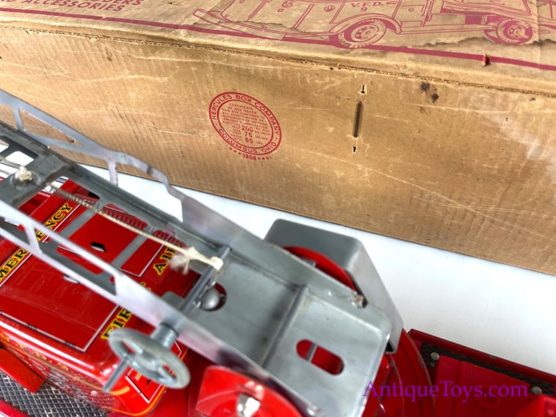 Marx Lithographed Pressed Steel Hook & Ladder Fire Truck in Box <FONT COLOR="ff000 ">*SOLD*</font> - Image 9