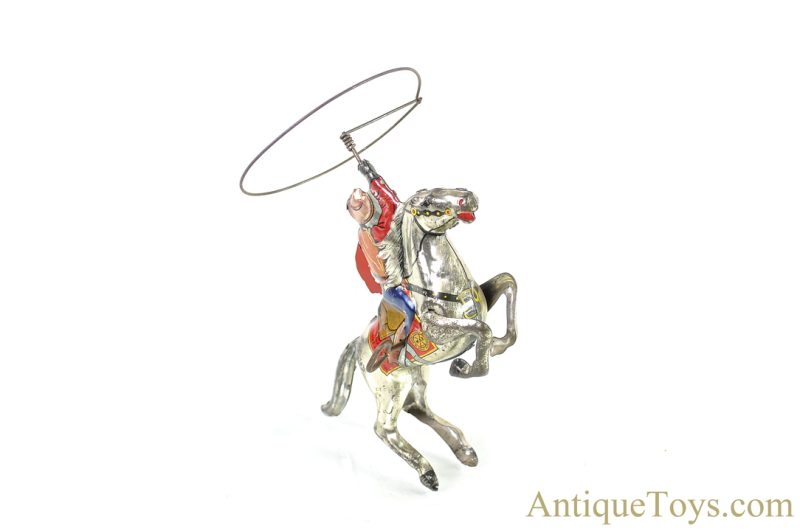 Marx Tin Lithographed Windup ca. 1930's "Hi-Ho Silver, The Lone Ranger" Silver Version Western Toy <FONT COLOR="ff000 ">*SOLD*</font> - Image 4