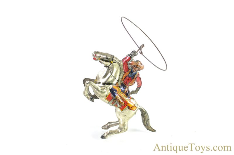 Marx Tin Lithographed Windup ca. 1930's "Hi-Ho Silver, The Lone Ranger" Silver Version Western Toy <FONT COLOR="ff000 ">*SOLD*</font>