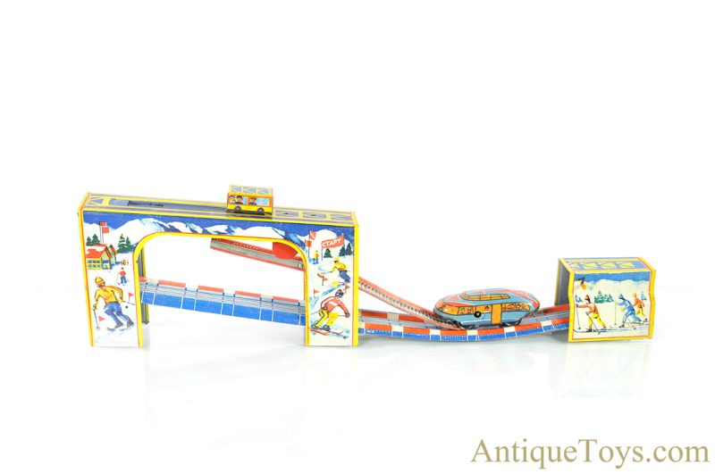 Soviet Union Russian Tin Lithographed Windup “Mountain Road” Train Shuttle Bus Mechanical Toy in Box <FONT COLOR="ff000 ">*SOLD*</font> - Image 2