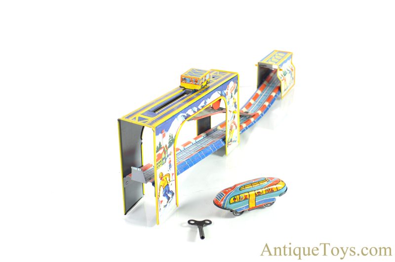 Soviet Union Russian Tin Lithographed Windup “Mountain Road” Train Shuttle Bus Mechanical Toy in Box <FONT COLOR="ff000 ">*SOLD*</font> - Image 5