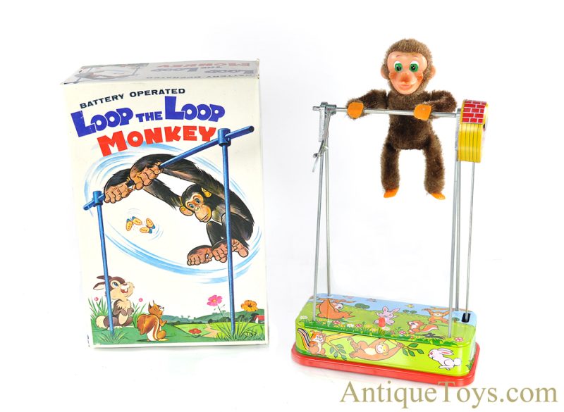 Nomura (TN) Tin Lithographed Battery Operated “Loop the Loop Monkey” Japanese Toy with Box <FONT COLOR="ff000 ">*SOLD*</font>
