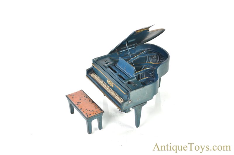 Arcade Cast Iron Blue #735 Cable Grand Piano with Bench <FONT COLOR="ff000 ">*SOLD*</font> - Image 4