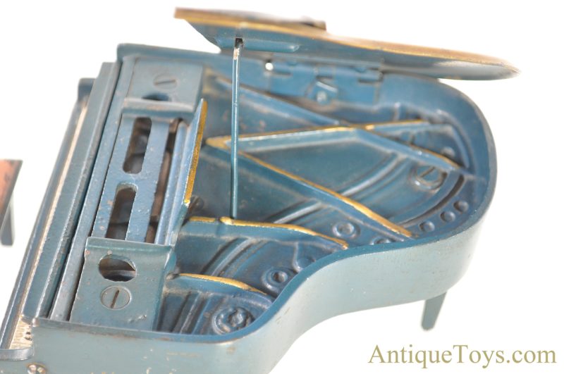 Arcade Cast Iron Blue #735 Cable Grand Piano with Bench <FONT COLOR="ff000 ">*SOLD*</font> - Image 7