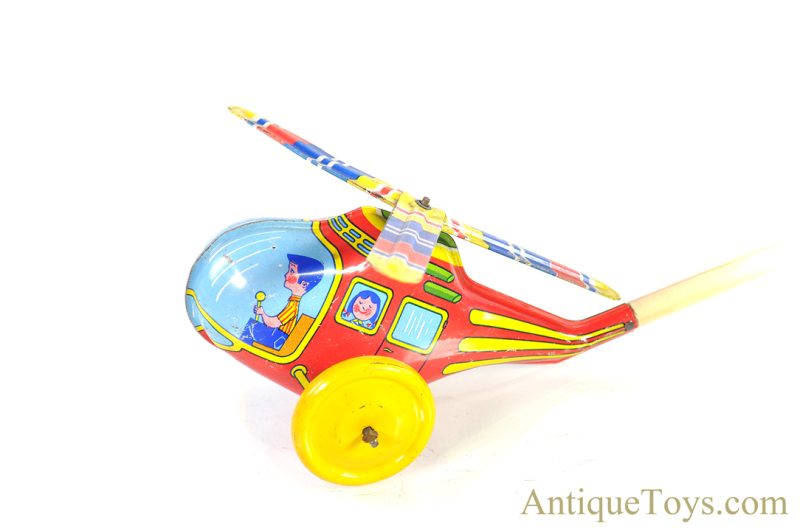 J. Chein Tin Lithographed Helicopter on a Stick Push Toy <FONT COLOR="ff000 ">*SOLD*</font> - Image 3