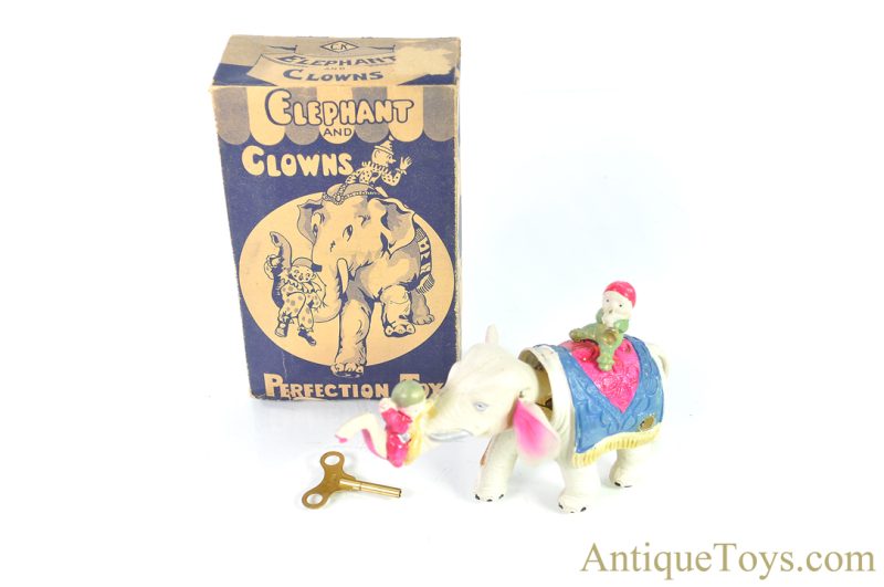 Kuramochi Shoten (CK) Celluloid Windup Circus Elephant and Clown Riders with Box Japanese Toy <FONT COLOR="ff000 ">*SOLD*</font>
