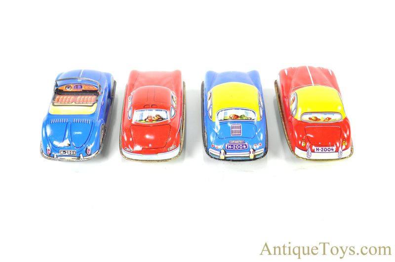 West German Tin Lithographed Set of 4 Vehicles Porsche, VW, Jaguar, & Mercedes <FONT COLOR="ff000 ">*SOLD*</font> - Image 2