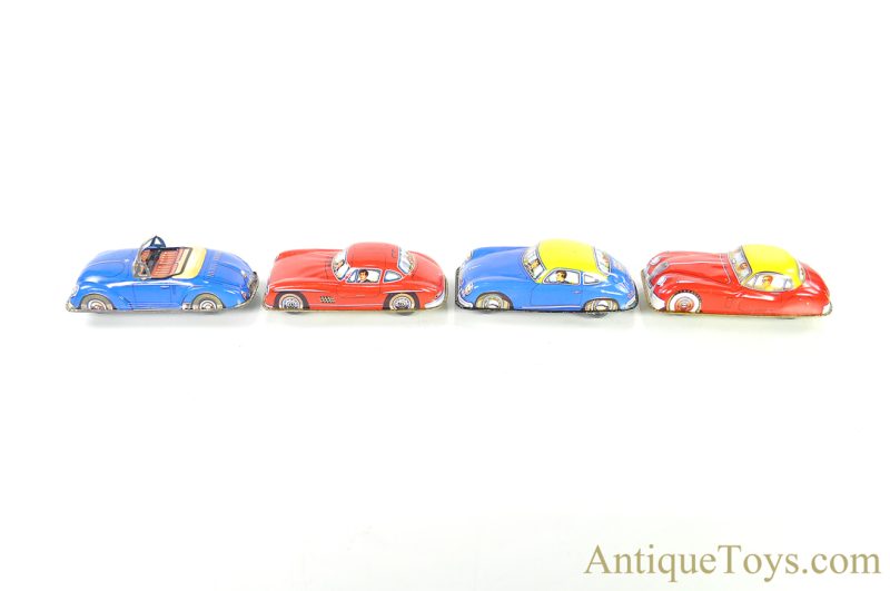 West German Tin Lithographed Set of 4 Vehicles Porsche, VW, Jaguar, & Mercedes <FONT COLOR="ff000 ">*SOLD*</font> - Image 3