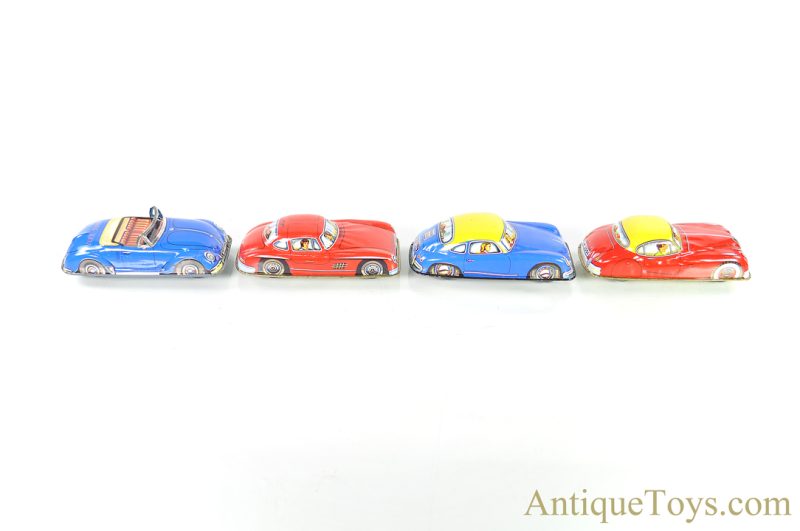West German Tin Lithographed Set of 4 Vehicles Porsche, VW, Jaguar, & Mercedes <FONT COLOR="ff000 ">*SOLD*</font> - Image 4