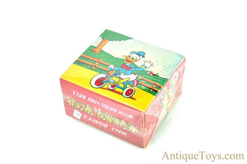 Linemar Marx Tin Lithographed Windup Walt Disney Donald Duck "Mechanical Tricycle" with Revolving Bell in Box <FONT COLOR="ff000 ">*SOLD*</font> - Image 8